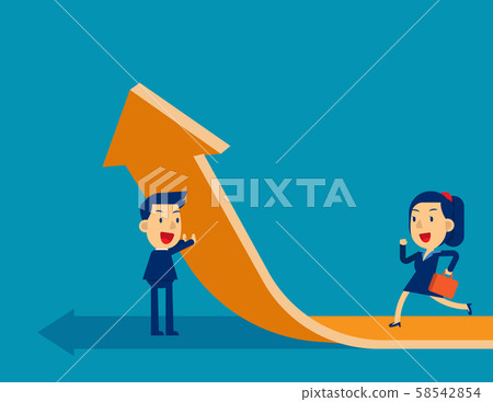 Team change of a direction. Concept cute business 58542854