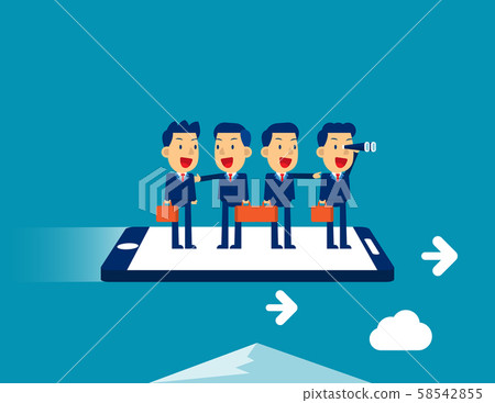 Business team fying on smarthphone. Concept 58542855