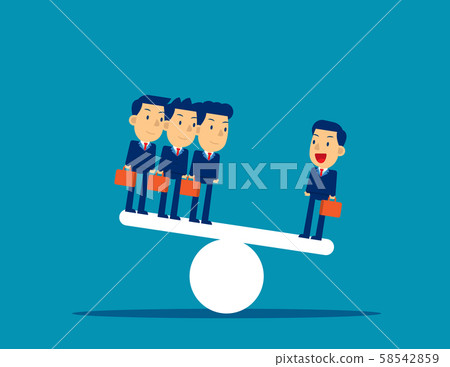 Business team on seesaw. Concept business vector 58542859