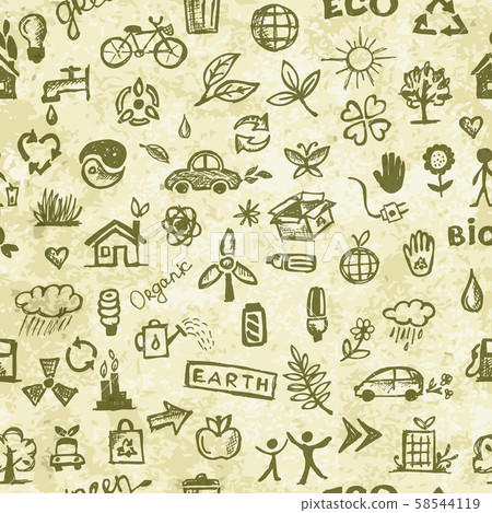 Ecology concept. Seamless pattern on grunge paper for your design Ecology concept. Seamless pattern on grunge paper for your design 58544119