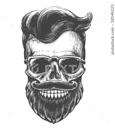 Bearded skull face tattooed 58546223