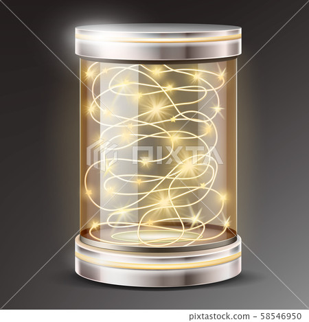 Realistic glass cylinder with light garland gift 58546950