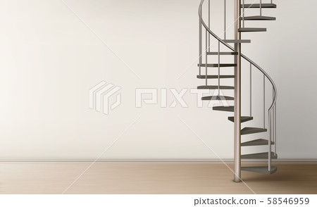Spiral staircase in empty home interior design 58546959