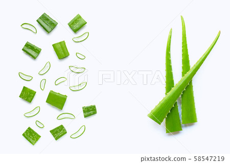 Aloe Vera cut pieces with slices on white Aloe Vera cut pieces with slices on white 58547219
