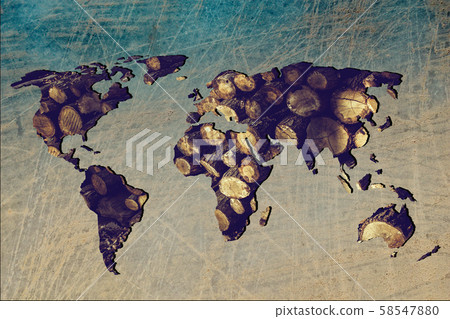 Roughly sketched out world map with wooden filling Roughly sketched out world map with wooden filling 58547880