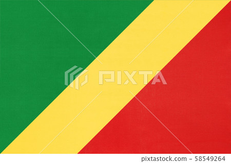 Republic of Congo national fabric flag, textile. Republic of Congo national fabric flag, textile. 58549264