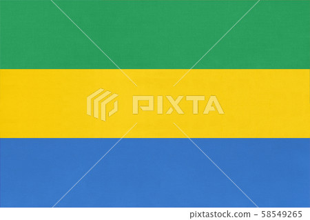 Republic of Gabon national fabric flag, textile. 58549265
