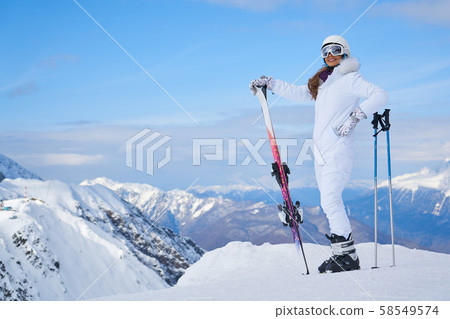 woman resting after a winter sports woman resting after a winter sports 58549574