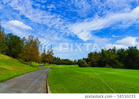 Golf golf course fairway round blue sky strategy 58550235