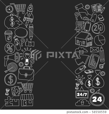 Business and management background. Pattern with finance icons. Conceptual illustration of projects 58550559