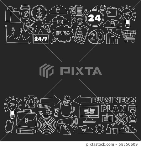 Business and management background. Pattern with finance icons. Conceptual illustration of projects 58550609
