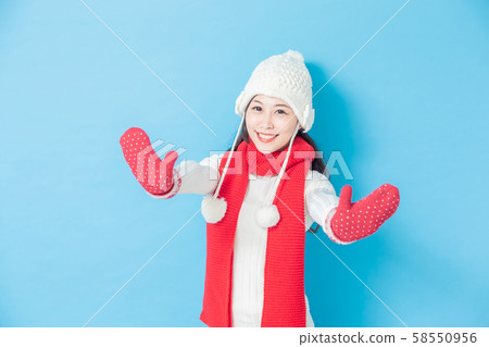 asian woman wear winter clothes asian woman wear winter clothes 58550956