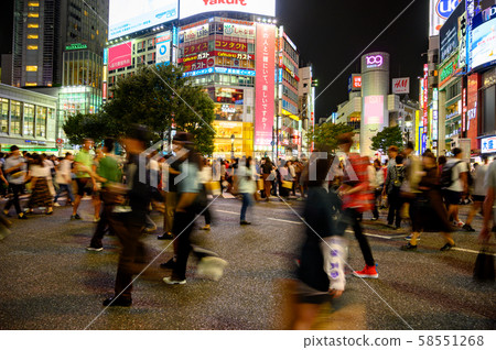 Shibuya scramble intersection at night 58551268