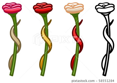 Set of four roses for Saint Valentine's day 58551284