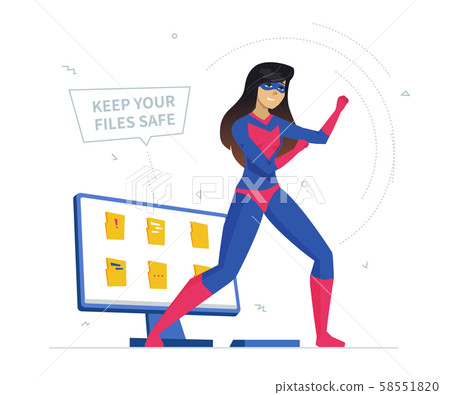 Computer privacy protection metaphor flat vector illustration 58551820