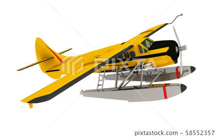 Single engine seaplane from the 1950s isolated on white background Single engine seaplane from the 1950s isolated on white background 58552357