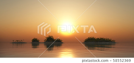 Tropical islands at sunset 58552369