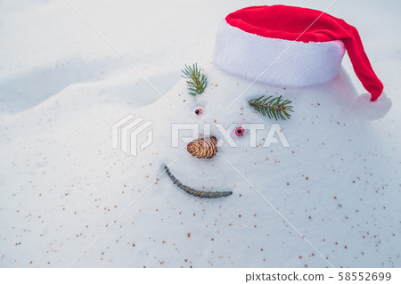 Cheerful snowdrift, snowman in anticipation of 58552699