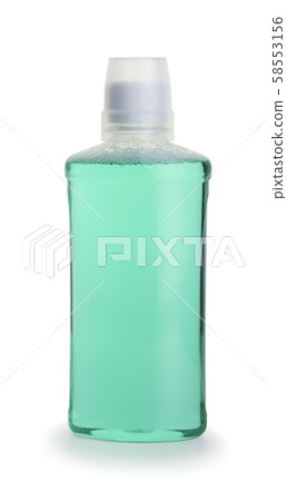 Plastic bottle of mouthwash isolated 58553156