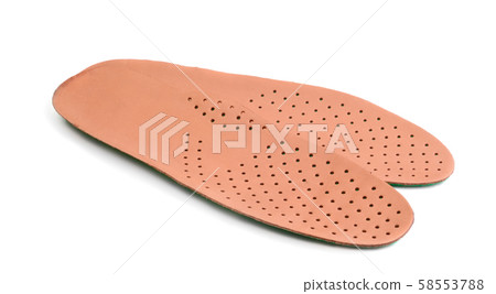 Leather insoles for shoes isolated 58553788
