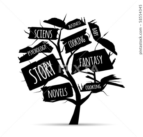 Library tree with books for your design Library tree with books for your design 58554345