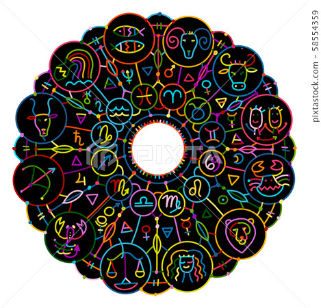 Zodiacal circle with astrology signs for your design Zodiacal circle with astrology signs for your design 58554359