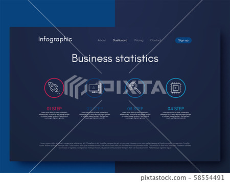 Vector graphics infographics with four options. Template for creating mobile applications, workflow Vector graphics infographics with four options. Template for creating mobile applications, workflow 58554491