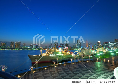 Night city view from Harumi Pier 58554646