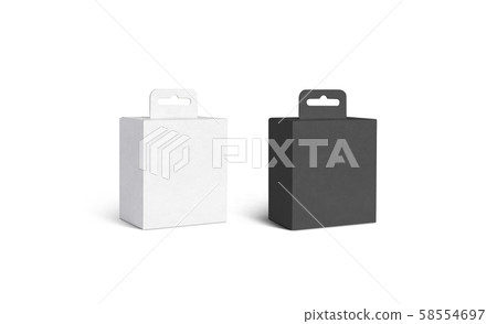Blank black and white accessory box with hanger mockup, isolated Blank black and white accessory box with hanger mockup, isolated 58554697