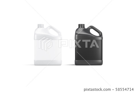 Blank black and white plastic canister mockup stand isolated Blank black and white plastic canister mockup stand isolated 58554714