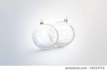 Blank two transparent christmas ball for tree mock up 58554718