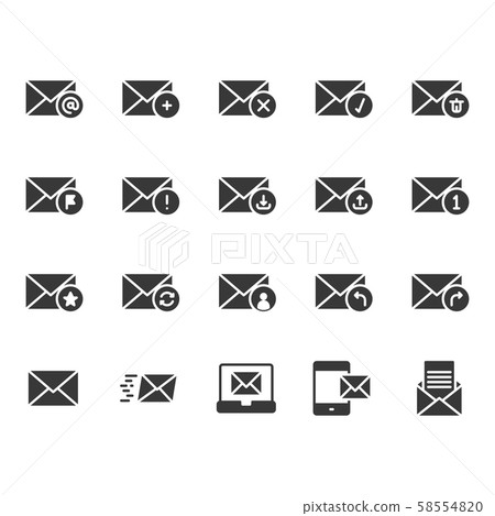 Email in glyph icon set Email in glyph icon set 58554820