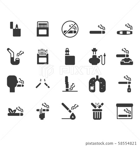 Smoking and tobacco icon set 58554821