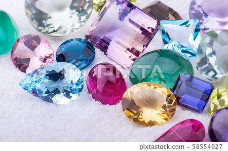 Collection mix colorful of gemstones jewelry. 58554927