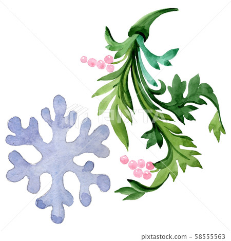 Winter ornament elements. Watercolor background illustration set. Isolated ornament illustration Winter ornament elements. Watercolor background illustration set. Isolated ornament illustration 58555563