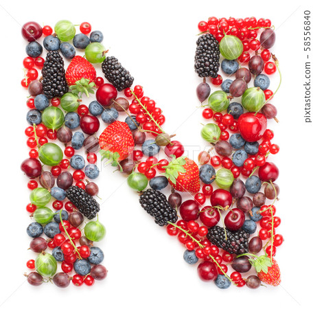 letter made of fresh ripe berry fruits letter made of fresh ripe berry fruits 58556840