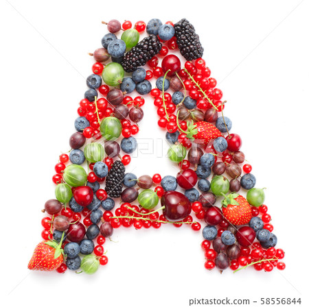 letter made of fresh ripe berry fruits letter made of fresh ripe berry fruits 58556844