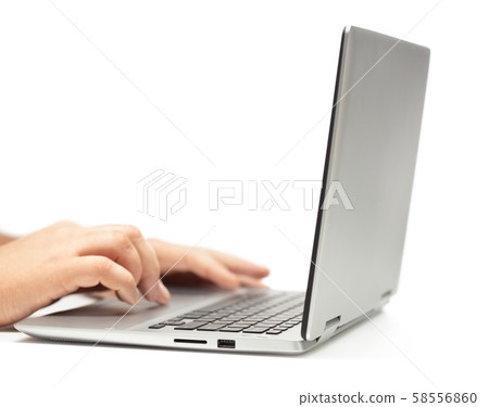 laptop with man's hands laptop with man's hands 58556860