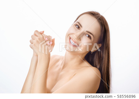 Smiling happy girl with white teeth and healthy Smiling happy girl with white teeth and healthy 58556896