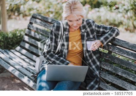 Concentrated business lady typing on a laptop Concentrated business lady typing on a laptop 58557705