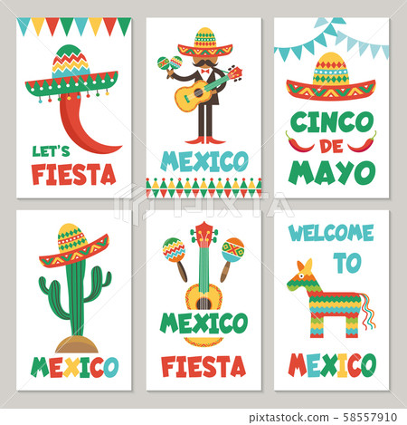 Cards with mexican symbols Cards with mexican symbols 58557910