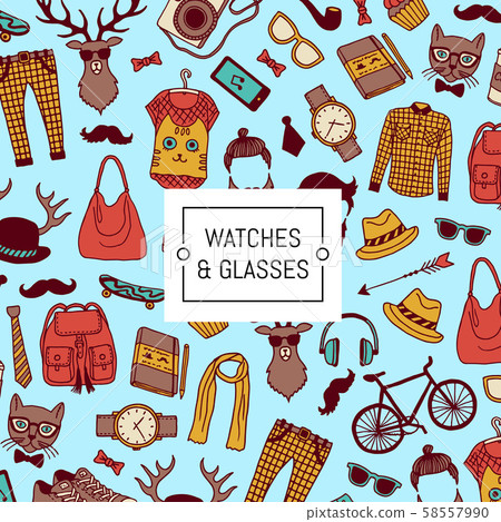 Vector hipster doodle icons background with place for text illustration Vector hipster doodle icons background with place for text illustration 58557990