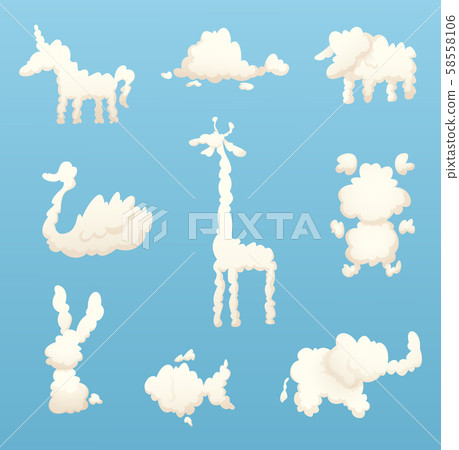 Animals from clouds. Various shapes of cartoon clouds 58558106