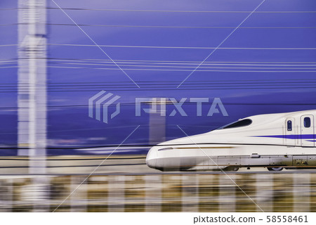 Tokaido Shinkansen vehicle panning 58558461