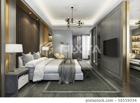 3d rendering beautiful luxury bedroom suite in hotel with tv and working table 3d rendering beautiful luxury bedroom suite in hotel with tv and working table 58559334