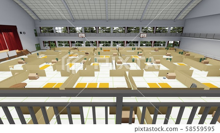 Gymnasium Shelter, Decorated, Flood, Earthquake, CG Illustration 7 58559595