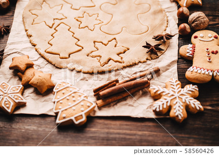 Gingerbread dough for Christmas cookies Gingerbread dough for Christmas cookies 58560426