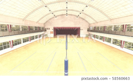 Gymnasium volleyball game illustration 64 Gymnasium volleyball game illustration 64 58560663