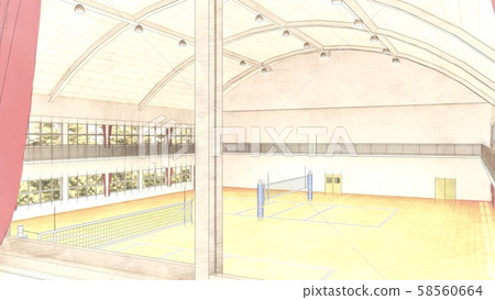 Gymnasium volleyball game illustration 65 Gymnasium volleyball game illustration 65 58560664
