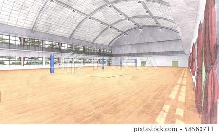Gymnasium volleyball game illustration 47 Gymnasium volleyball game illustration 47 58560711